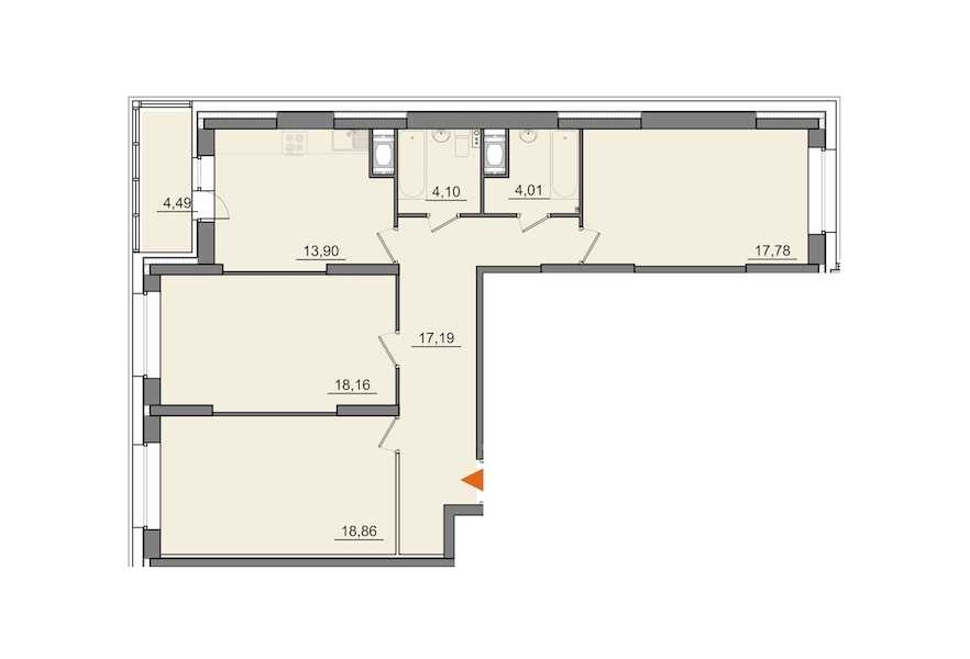 Трехкомнатная квартира в : площадь 94.2 м2 , этаж: 4 – купить в Санкт-Петербурге